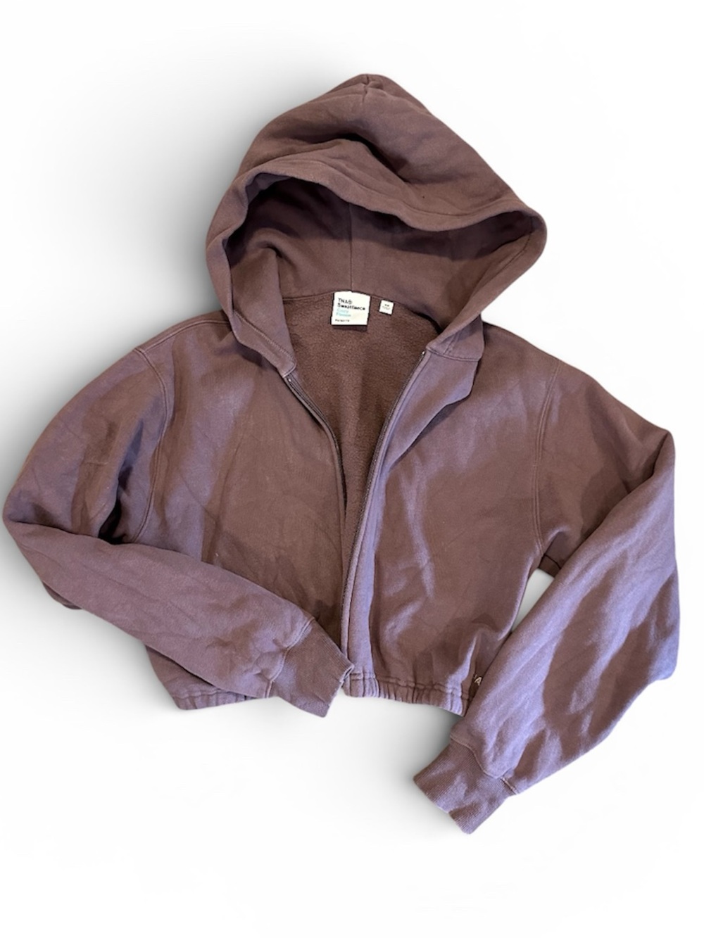 TNA Cozy Fleece Zip Crop Hoodie in Mauve